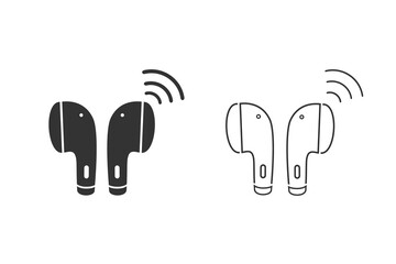 Earphone bluetooth line icon set design. Earphone icon in modern flat style design. Vector illustration