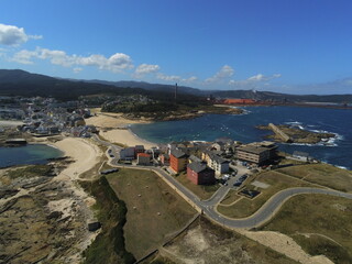 Fototapeta na wymiar San Cibrao San Ciprian, coastal village of Galicia, Spain. Aerial Drone Photo
