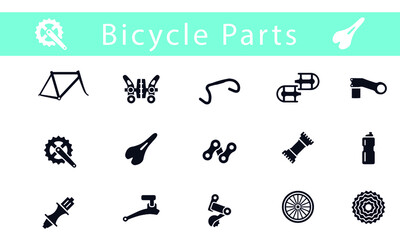  Bicycle Parts icons vector design 