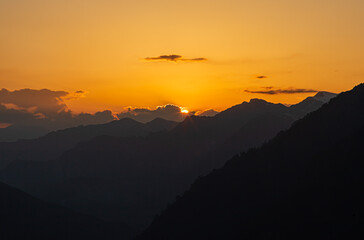 Beautiful View of Himalayas mountains peak from kheerganga,bunbuni,himachal pradesh