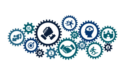  business competition icon with connected gears