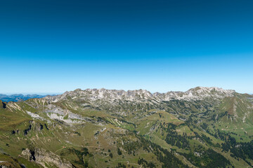 Naklejka premium The famous summit Nebelhorn with the Daumen group in the alps from Germany. 