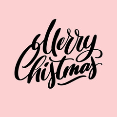 Unique lettering Merry Christmas for greeting cards, ads