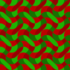 Vector seamless pattern wavy intersecting lines in Christmas and New Year colors