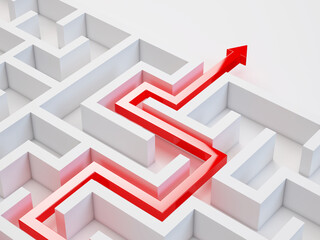 Path across labyrinth - 3d rendering