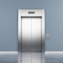 Modern elevator with closed doors - 3d rendering