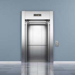 Modern elevator with open doors - 3d rendering