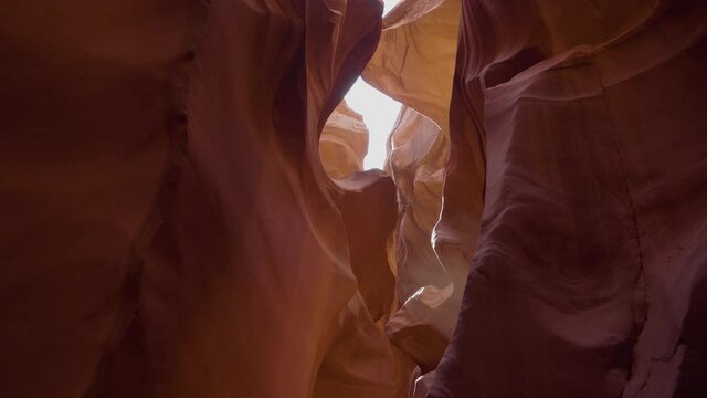 Camera Motion Along Beautiful Red Walls Smooth And Wave In Antelope Canyon