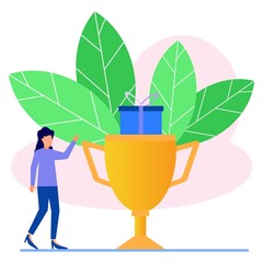 Illustration vector graphic cartoon character of business achievement