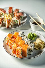 japanese food sushi rolls soy sauce