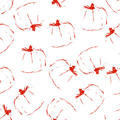 Pumpkin vector lines silhouettes  Botanical seamless pattern. Hand drawn abstract textures  petals. Vintage background for textile, fabric, wrapper, wallpaper and surface.