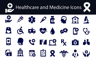 Medical and Healthcare Icons vector design black and white