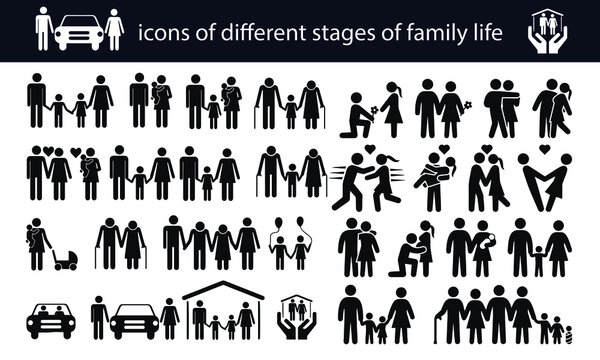 family life vector design black and white