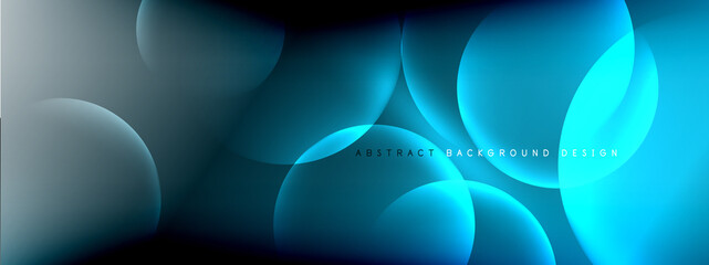 Vector abstract background liquid bubble circles on fluid gradient with shadows and light effects. Shiny design templates for text