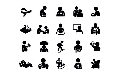 Obesity Icons vector design,Overweight people icons set. Outline set of overweight people vector icons for web design