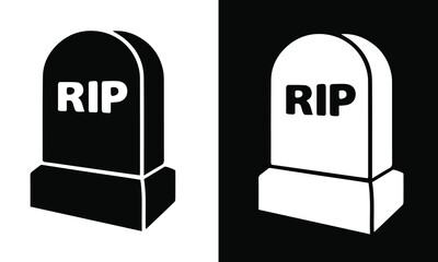 tombstone icon flat graphic black and white