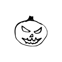 Halloween pumpkin doodle element. Decoration about esotericist and magic. 