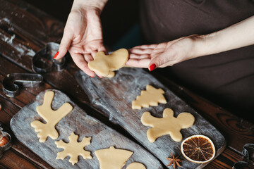 Baking christmas gingerbread cookies. Home cooking