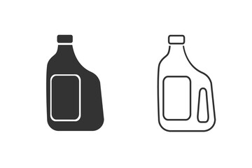 Line icon set of plastic bottle of liquid laundry detergent. Vector