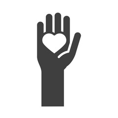 hand showing heart human rights day, silhouette icon design