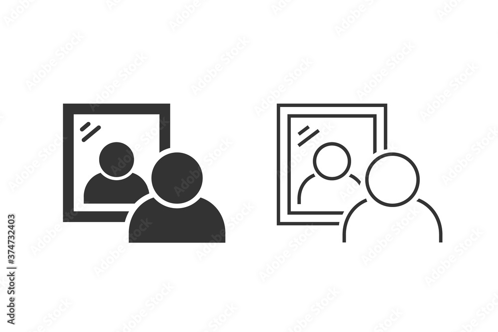 Poster man standing in front of a mirror. vector