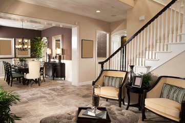 Home interior design house Staircase with dining room 