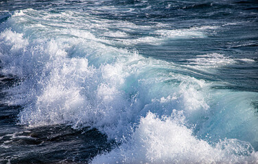 Beautiful raging seas with sea foam and waves