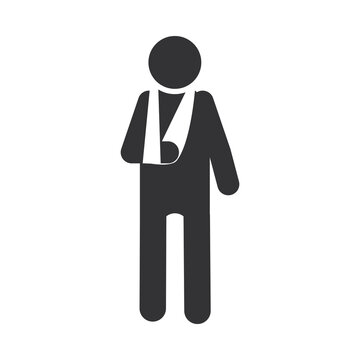 disabled person with sling in hand, world disability day, silhouette icon design