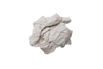 Crumpled white paper isolated on white background.