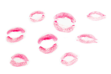 Woman kiss isolated on white background.