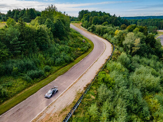 Racing car on a race track