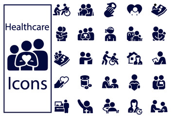 Hospice and Palliative Healthcare Icons - obrazy, fototapety, plakaty