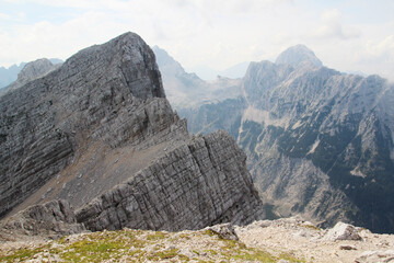 View to Triglav National Park mountains from Mala Mojstrovka peak, Slovenia
