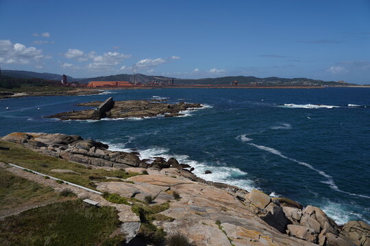 Cliffs in Coastal landscape of San Cibrao San Ciprian. Galicia, Spain