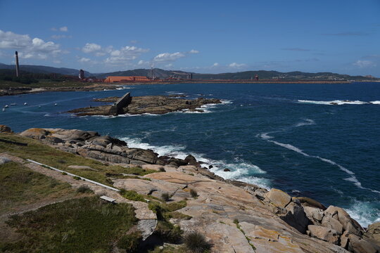 Cliffs in Coastal landscape of San Cibrao San Ciprian. Galicia, Spain