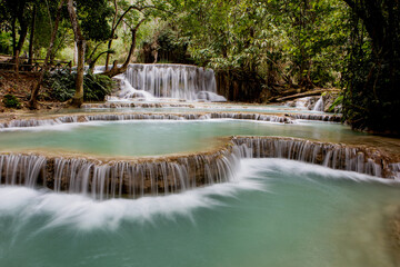 The beautiful Khuang Si waterfalls lay hidden in the jungles of Laos.