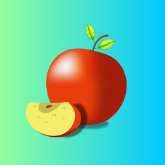 red apple on a green and blue  background
