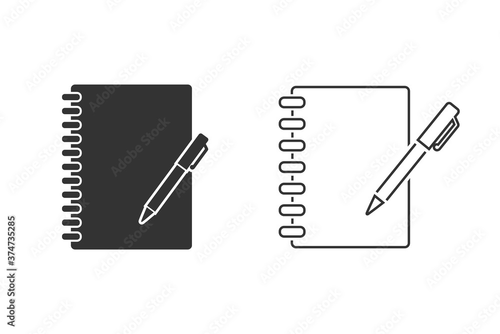 Poster notebook vector line icon set on white