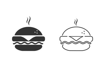 Fast food line icon set, burger icon. Vector simple black isolated illustration