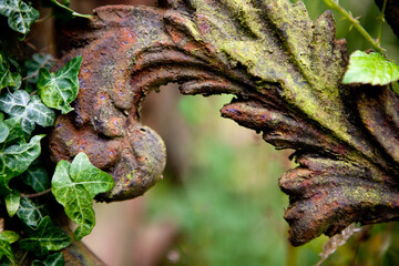 Rusty grave fence
