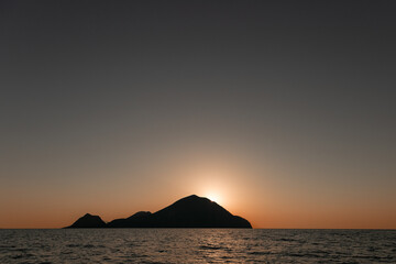 Fototapeta na wymiar Sunset in Filicudi. Aeolian islands, Sicily.