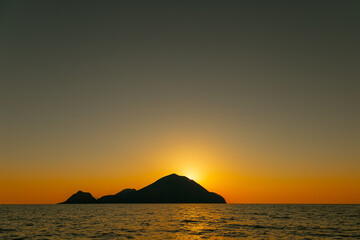 Naklejka na ściany i meble Sunset in Filicudi. Aeolian islands, Sicily.