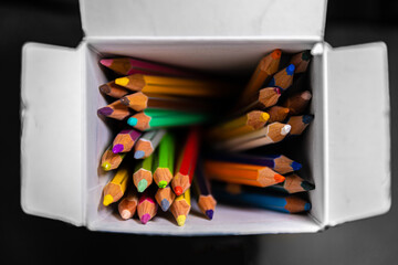 colored pencils concept art back to school, class time, school advertising school campaign
