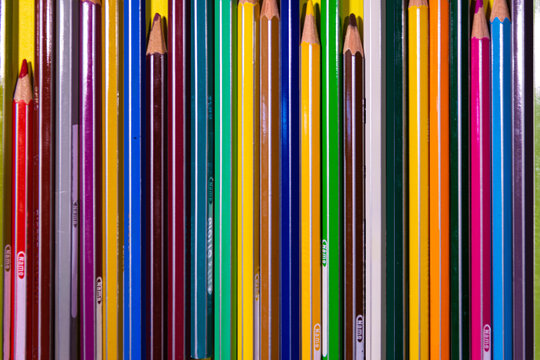 colored pencils concept art back to school, class time, school advertising school campaign