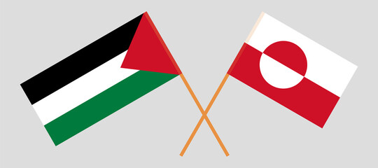 Crossed flags of Palestine and Greenland