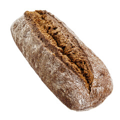 Small rye bread loaf isolated on white background