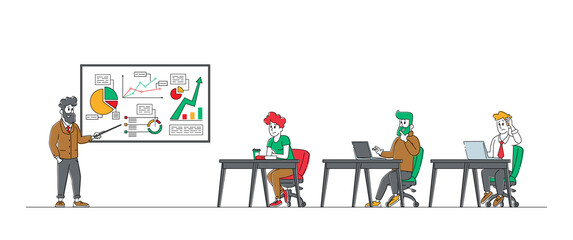 Financial Business Consulting or Board Meeting. Employees Discussing Company Strategy Get Consultation Sitting at Tables