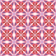 Pattern of colorful flowers on a pink background