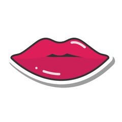 pop art mouth and lips cool sexy red kissed line and fill icon