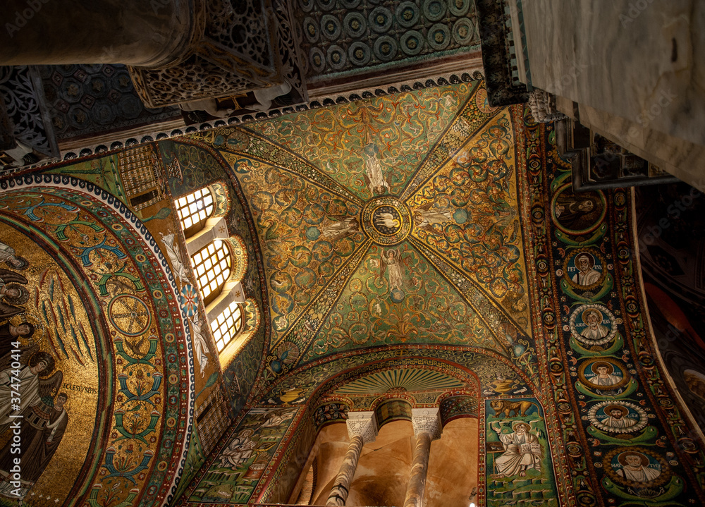 Wall mural  Interior of Basilica of San Vitale, which has important examples of early Christian Byzantine art and architecture.